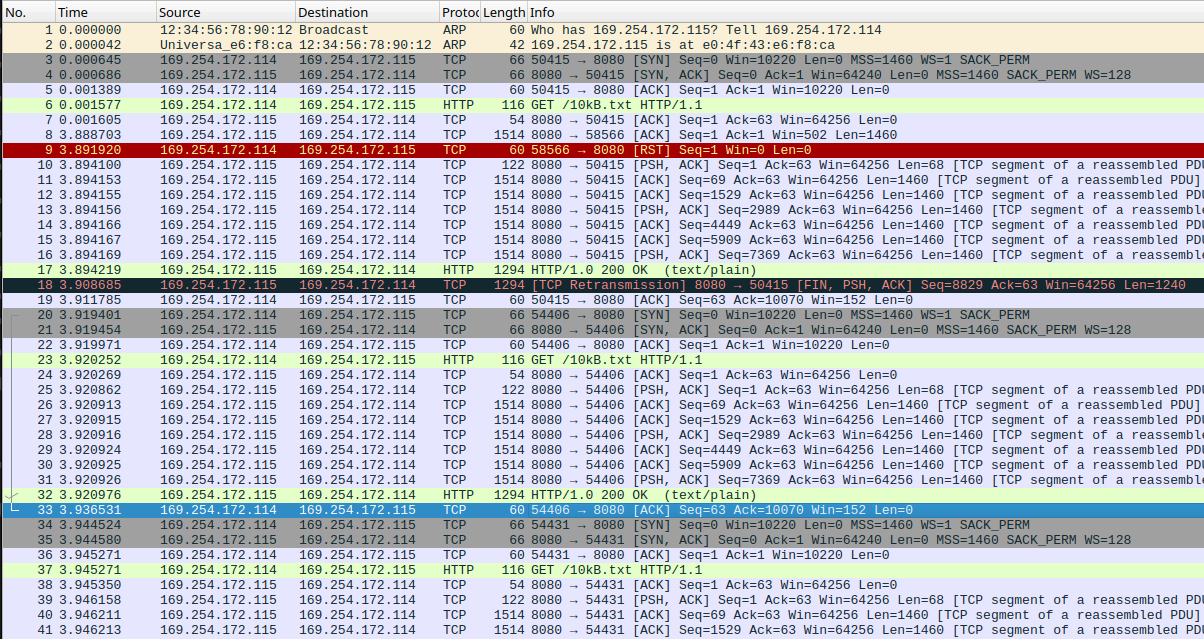 A screenshot of a Wireshark packet capture session.